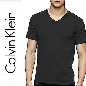 Calvin Klein Basic Black V-Neck Logo Tee